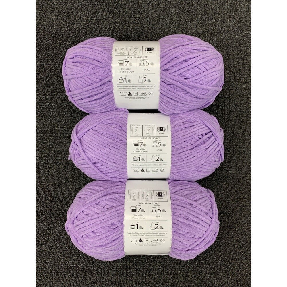 Lot Of 3 Big Twist Posh Ube Milk Tea Yarn Polyester Bulky Weight#5 7.05oz/223yds - Picture 3 of 6